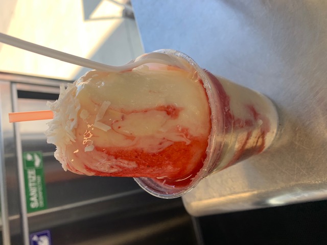 Shaved ice with coconut topping