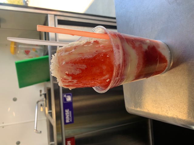 Red and cream shaved ice cup