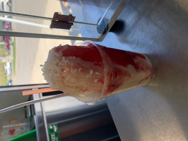 Strawberry and cream shaved ice