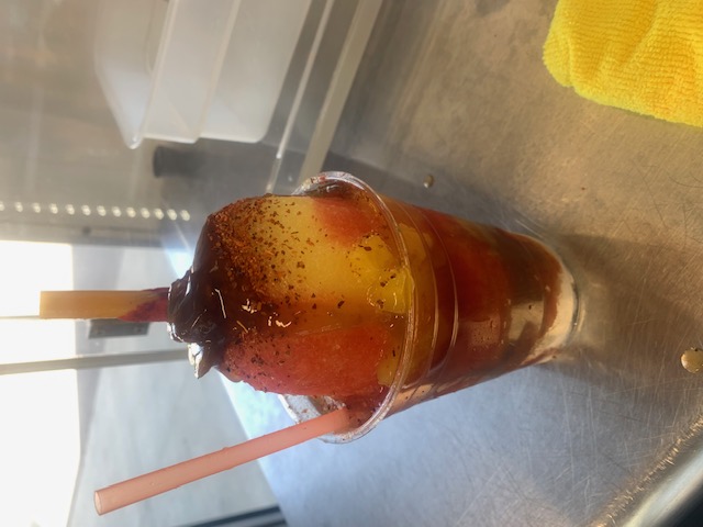 Mixed fruit shaved ice with chili